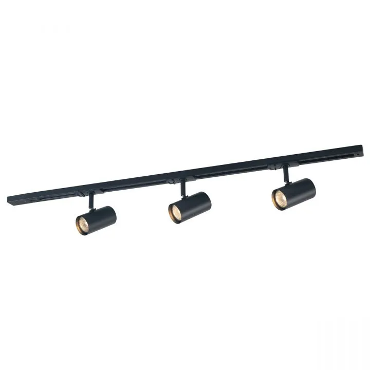 Marvi TR Jazz, nowoczesny zestaw szynowy z trzema czarnymi, regulowanymi lampami, GU10, 913621-3-BL-