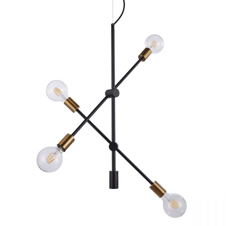 Edmond, loftowa lampa wisząca, czarno złota, E27, MD-BR-262002-D4-G/B