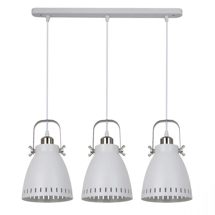 Franklin, loftowa lampa wisząca, biała i niklowana, E27, MD-HN8026S-3-WH+S.NICK
