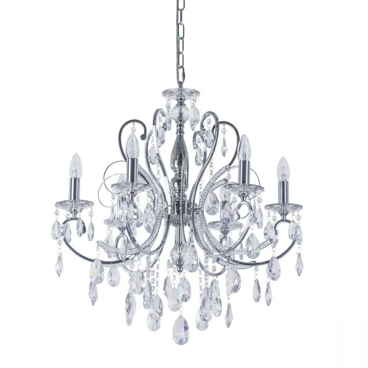 Barocco Chrome, klasyczny żyrandol z kryształami, chromowany, E14, MD72709-6A