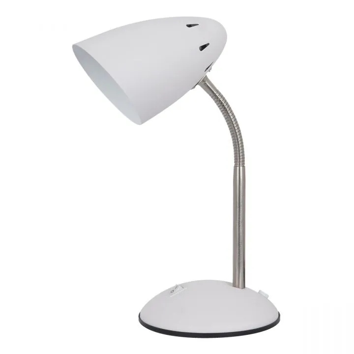 Cosmic, nowoczesna lampka biurkowa i gabinetowa, biała i niklowana, E27, MT-HN2013-WH+S.NICK