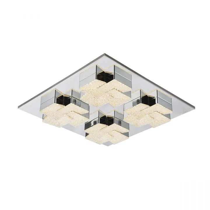 Clarise, nowoczesny plafon, chromowo srebrny, LED, 3000K, MX15083-4B-56W