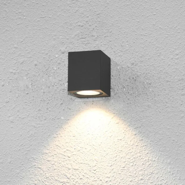 Genta, czarny matowany, nowoczesny kinkiet ogrodowy, OWL-2197-1SQ, GU10