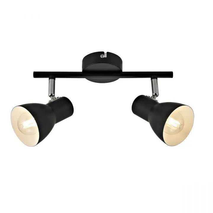 Riado, czarna, nowoczesna lampa, z dwoma regulowanymi reflektorkami, SPL-3422-2-BL, E14