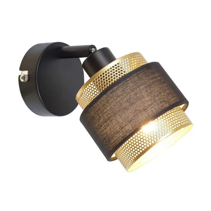 Renez, czarno-złoty kinkiet z regulowanym, pojedynczym reflektorkiem, SPL-95820-1, LED, E14