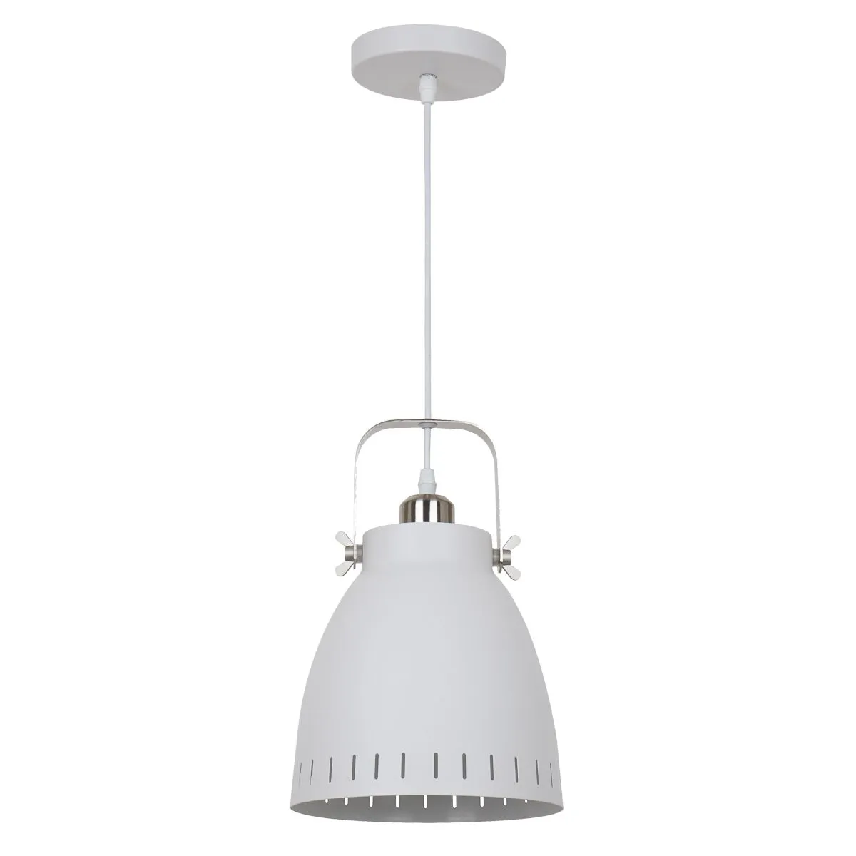 Franklin, loftowa lampa wisząca, biała i niklowana, E27, MD-HN8026M-WH+S.NICK