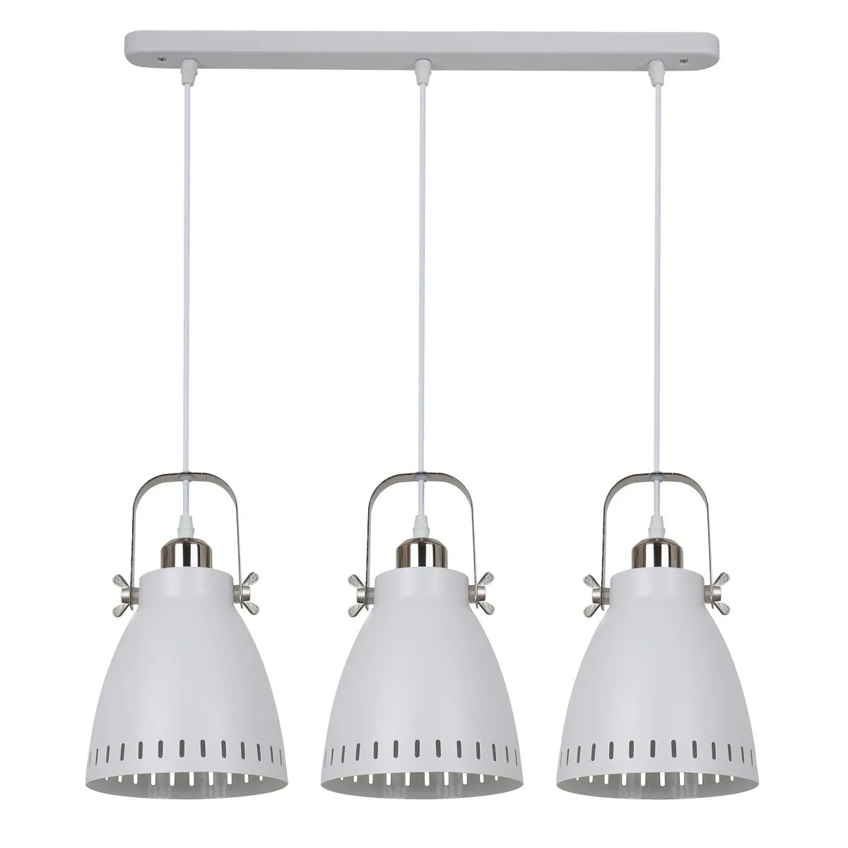 Franklin, loftowa lampa wisząca, biała i niklowana, E27, MD-HN8026S-3-WH+S.NICK
