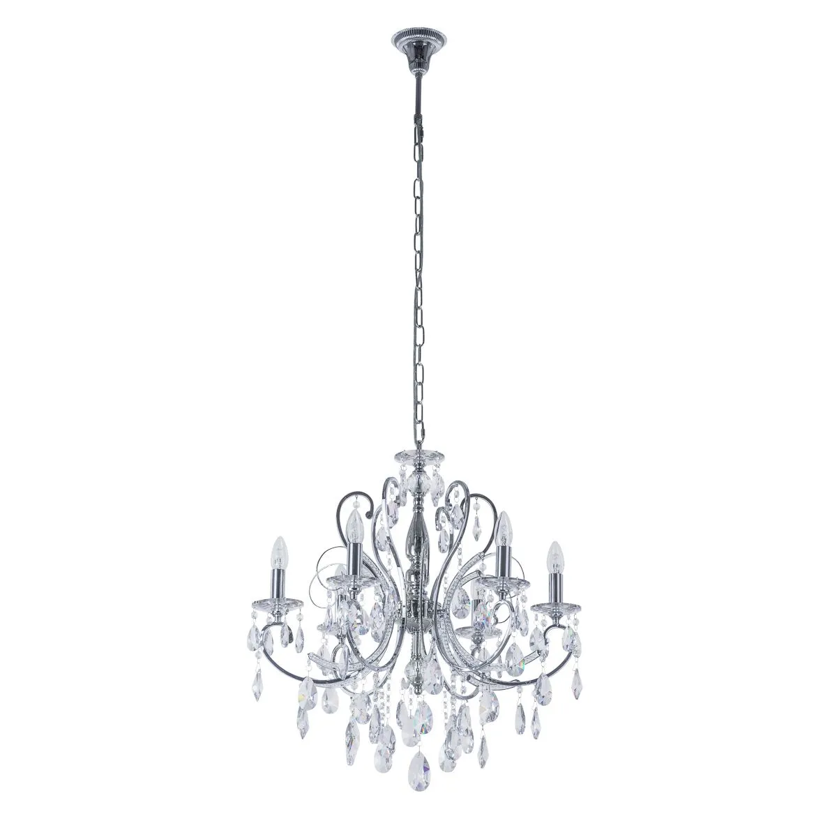 Barocco Chrome, klasyczny żyrandol z kryształami, chromowany, E14, MD72709-6A