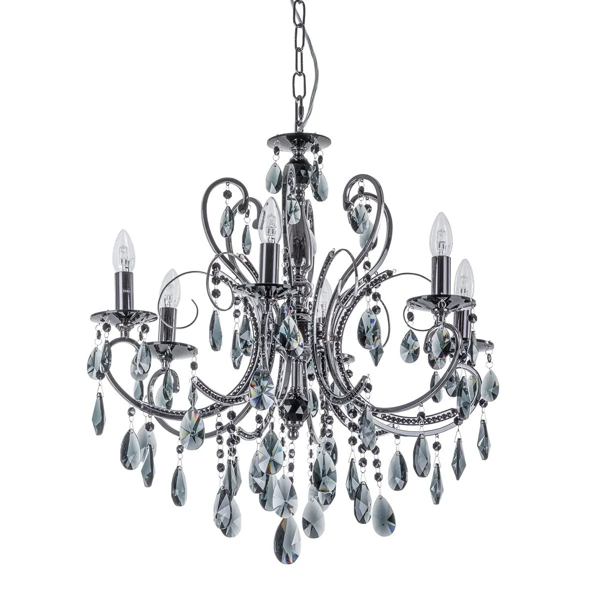 Barocco Black, klasyczny żyrandol z kryształami, czarny, E14, MD72709-6B