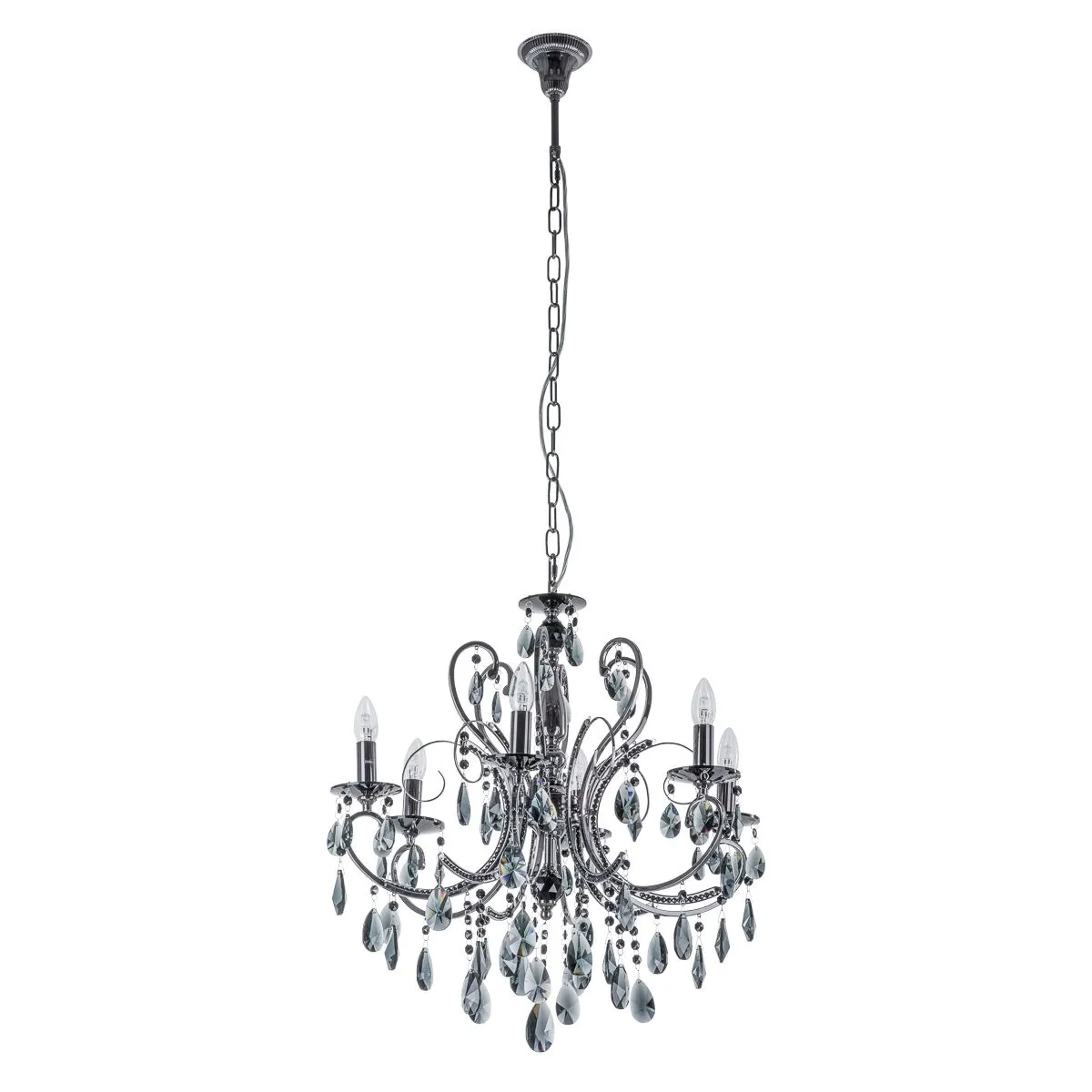 Barocco Black, klasyczny żyrandol z kryształami, czarny, E14, MD72709-6B
