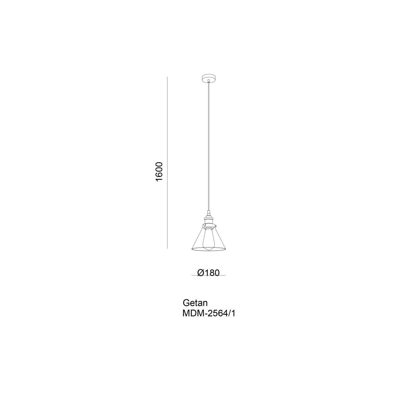 Getan, loftowa lampa wisząca, czarno złota, E27, MDM-2564/1