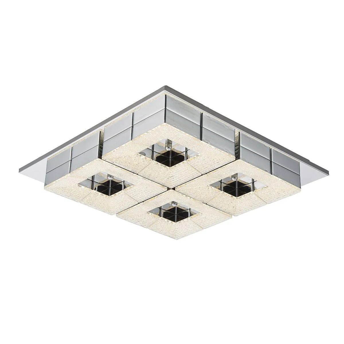 Clarise, nowoczesny plafon, chromowo srebrny, LED, 3000K, MX15081-4B-48W