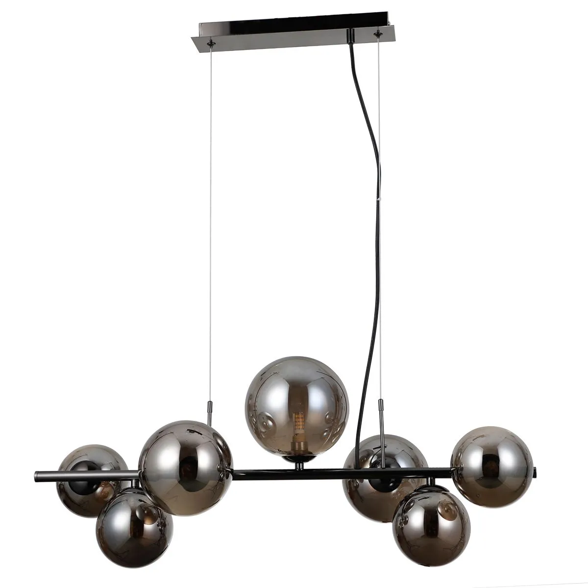 Canello, nowoczesna lampa wisząca, z przydymionymi, kulowymi kloszami, PND-406007-7A-BCR, G9