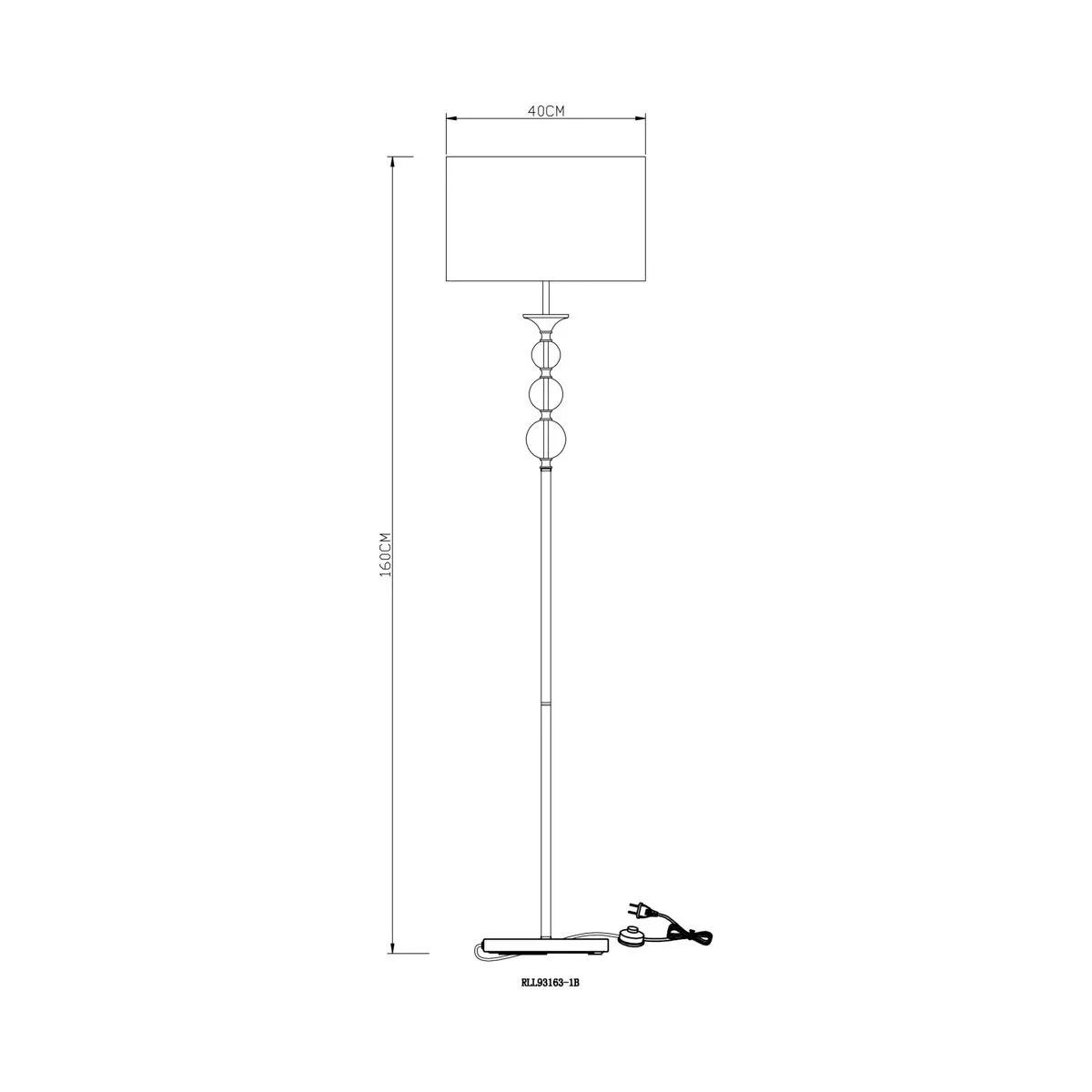 Rea, klasyczna lampa stojąca, podłogowa, biała, E27, RLL93163-1W