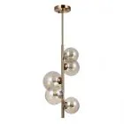 Canello, mosiężna lampa wisząca, z bursztynowymi, kulowymi kloszami PND-406007-V5-HBR, G9